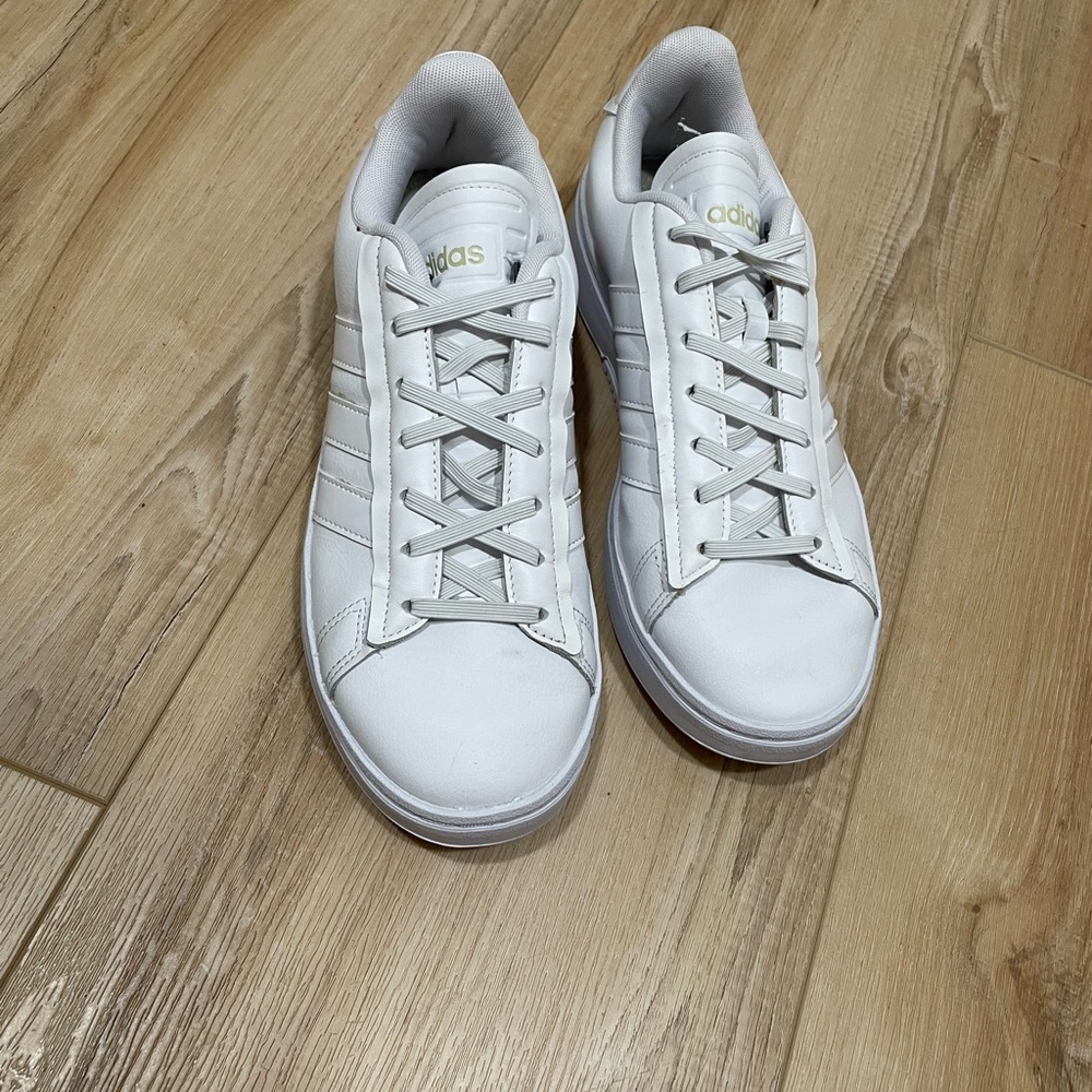 White monochrome adidas sneakers